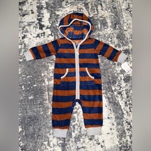 Carter's Blue and Brown Striped Footie
